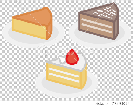 Cheesecake, strawberry cake, chocolate cake 77393094