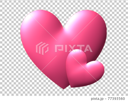 3dハート 2個ピンクのイラスト素材