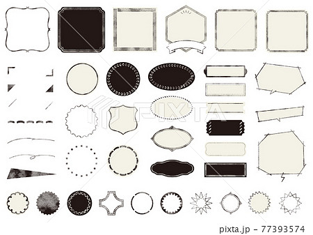 かすれた印刷風のフレーム素材のイラスト素材