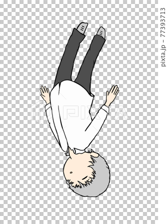 落ちる人 グレーのイラスト素材