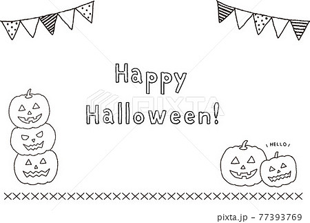 ハロウィンモチーフのかわいいイラストレーションセットのイラスト素材