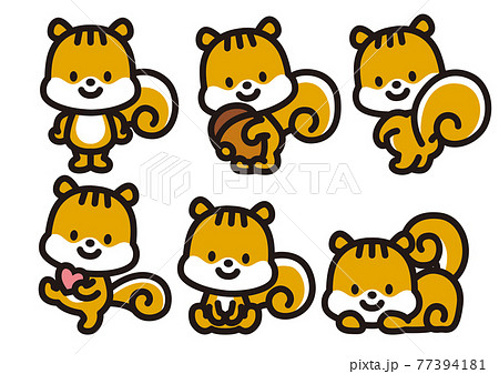Cute Squirrel Character Pose Collection Stock Illustration