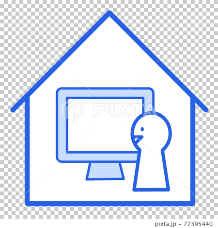 Illustration material: remote work, telework, online call, home Illustration material: remote work, telework, online call, home 77395440