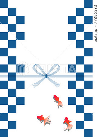 金魚 和柄 暑中見舞い 背景のイラスト素材