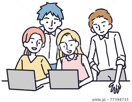 ビジネスチーム 会社員男女 シンプルイラスト のイラスト素材