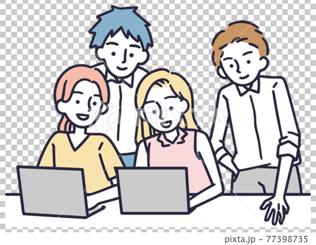 ビジネスチーム 会社員男女 シンプルイラスト のイラスト素材