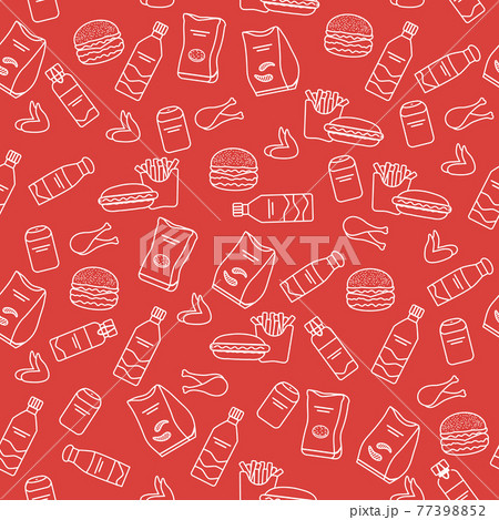 Seamless Pattern Fast Food Snack Picnic Unhealthy 77398852