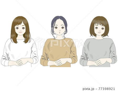 おしゃれな3人の女性のイラスト素材