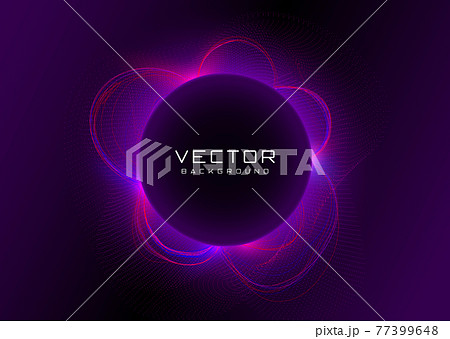 Futuristic background with vivid neon blue pink light with flares and particles behind the black circle. Eclipse concept. Design of banner, poster for cybersport, and advertising. Vector Futuristic background with vivid neon blue pink light with flares and particles behind the black circle. Eclipse concept. Design of banner, poster for cybersport, and advertising. Vector 77399648