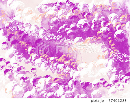 紫 パープル ピンク シャボン 泡 シャボン玉 清潔感 絵具 手書き 水彩サムネイル フレーム枠 Yのイラスト素材