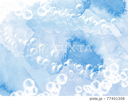 青 ブルー グレイ グレー シャボン 泡 シャボン玉 清潔感 絵具 手書き 水彩サムネイル フレームのイラスト素材