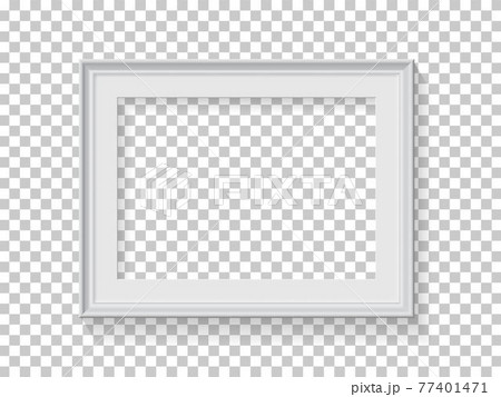 White frame for picture on transparent background. Blank horizontal space for picture, painting, card or photo. 3d realistic modern template vector illustration. Simple office object 77401471