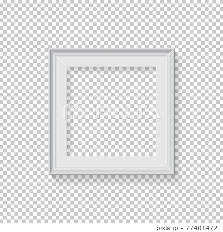 White square frame for picture on transparent background. Blank space for picture, painting, card or photo. 3d realistic modern template vector illustration. Simple office object 77401472