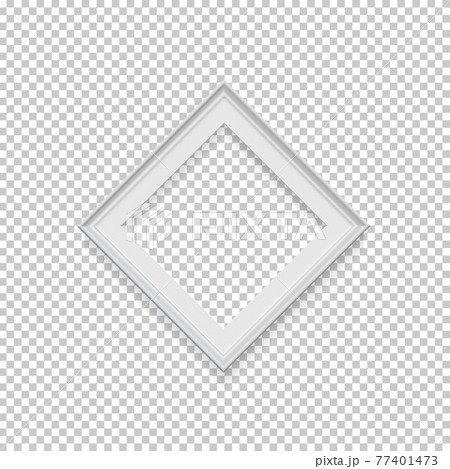 White rhombus frame for picture on transparent background. Blank space for picture, painting, card or photo. 3d realistic modern template vector illustration. Simple office object 77401473