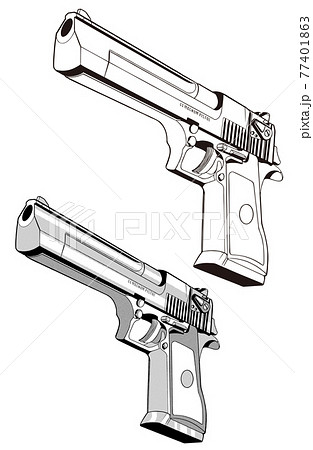 大型gun イスラエル マグナム 前のイラスト素材