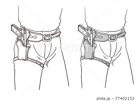 Gun オート ホルスター ガンベルトのイラスト素材