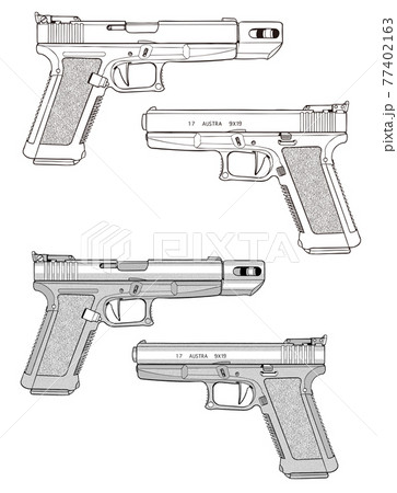 銃 Gun イラスト オーストリア 左右のイラスト素材