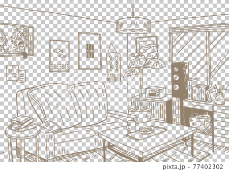 A background picture that simply draws a room with a natural taste that is particular about the interior with lines A background picture that simply draws a room with a natural taste that is particular about the interior with lines 77402302