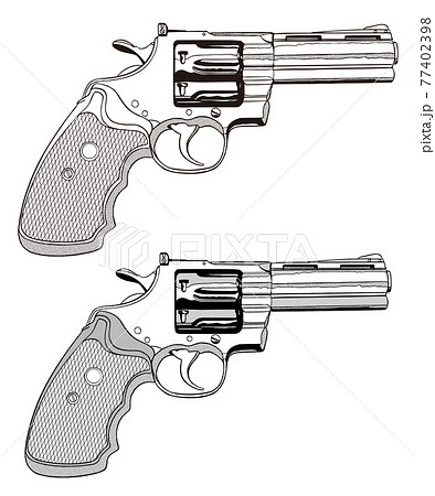 リヴォルバー 回転式拳銃gun マグナム Lのイラスト素材