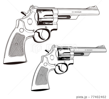 大型 リヴォルバー 回転式拳銃gun マグナム Lのイラスト素材