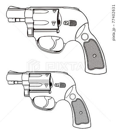 小型 リボルバー 回転式拳銃gun 003のイラスト素材