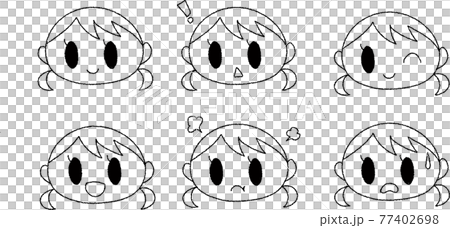 手書き風女の子の表情セットのイラスト素材
