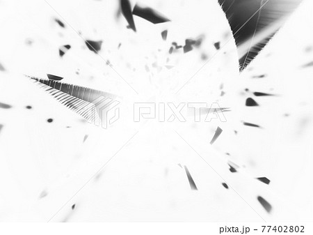 爆発の衝撃で破片が飛び散る抽象的な背景のイラスト素材