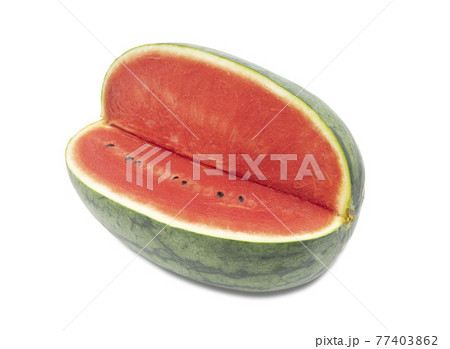 Three quarters of watermelon isolated on white background. Three quarters of watermelon isolated on white background. 77403862
