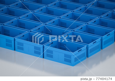 group of blue plastic crates 77404174