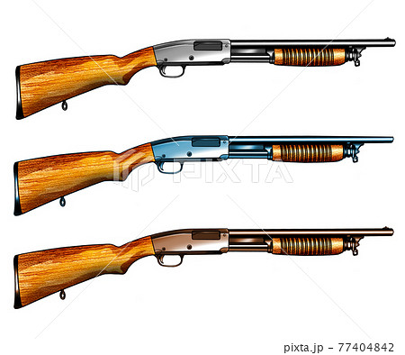 ショットガン,ライフル,アメリカ,イラスト,カラー,色 77404842