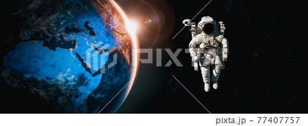 Astronaut spaceman do spacewalk while working for space station Astronaut spaceman do spacewalk while working for space station 77407757