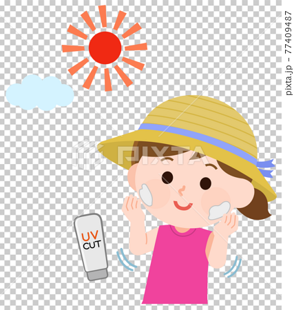 日焼け止めを塗る女の子 イラストのイラスト素材
