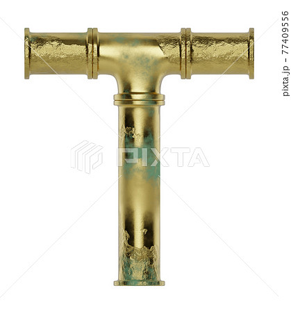 Letter T made of pipe isolated on white...のイラスト素材 [77409556] - PIXTA