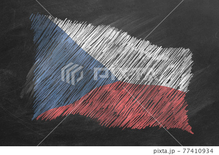 National Flag of Czech Republic. Chalk drawn illustration. 77410934