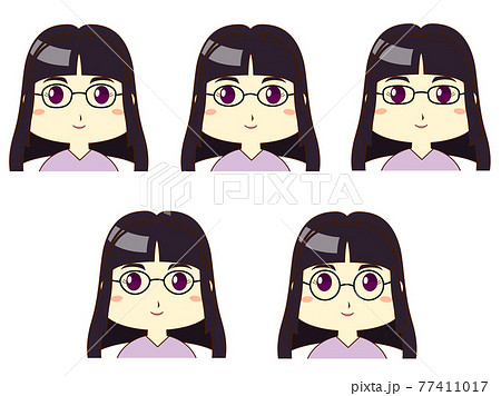 かわいい系めがね女子01　正面5種セット 77411017
