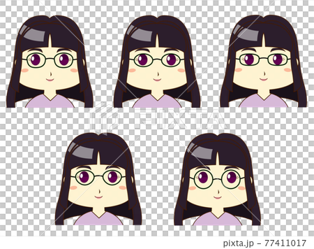 かわいい系めがね女子01　正面5種セット 77411017