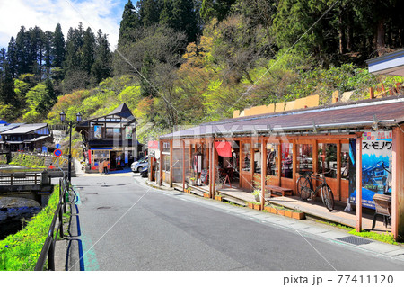 新緑の大正ロマン 銀山温泉街 新緑の大正ロマン 銀山温泉街 77411120