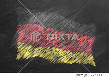National Flag of Germany. Chalk drawn illustration. 77411132