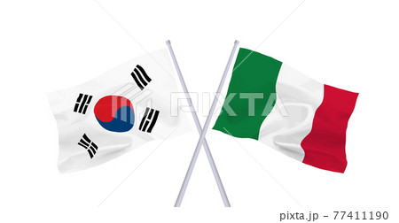 イタリアと韓国の国旗 77411190