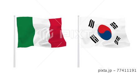 イタリアと韓国の国旗のイラスト素材