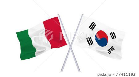 イタリアと韓国の国旗