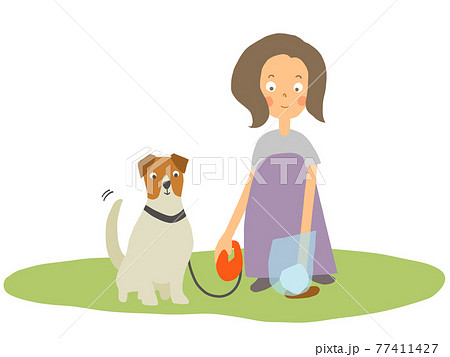 犬 散歩マナーのイラスト素材