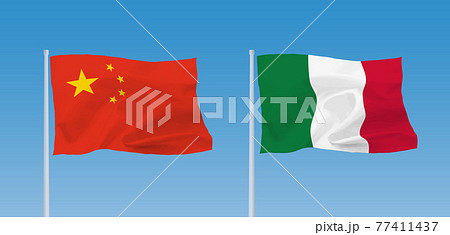 イタリアと中国の国旗 77411437