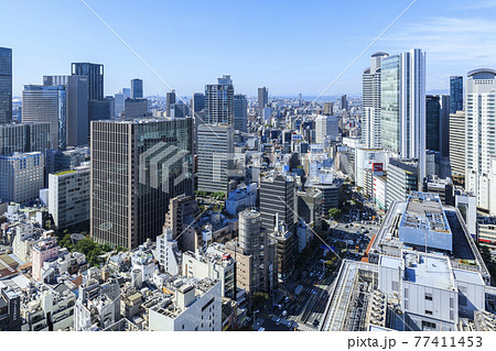 大阪府大阪市北区　梅田の街並み　大阪駅前第3ビルから西側 77411453