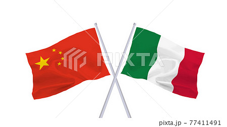 イタリアと中国の国旗 イタリアと中国の国旗 77411491