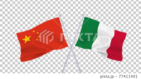 イタリアと中国の国旗 イタリアと中国の国旗 77411491