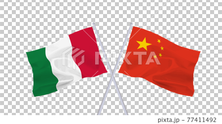 イタリアと中国の国旗 77411492