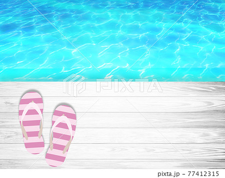 南国　ビーチサンダル　イメージ背景素材 77412315