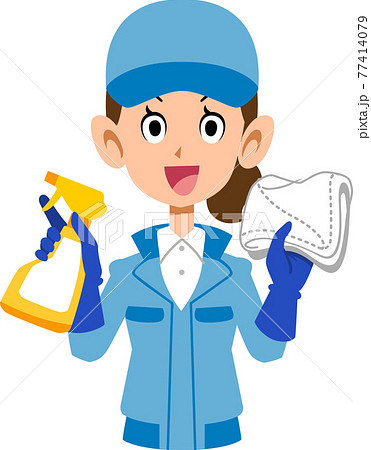 笑顔の清掃作業員の女性の上半身 77414079