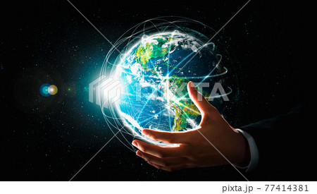 Global network connection covering earth with link of innovative perception 77414381